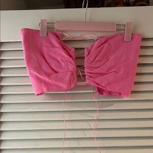Pink Ruched Crop Top